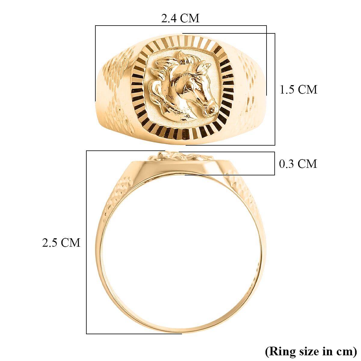 GP Hand Made 9K Yellow Gold Horse Head Signet Ring