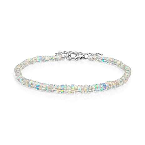 D'Joy - Ethiopian Opal Tennis Bracelet (Size - 7.5-2) in Rhodium Overlay Sterling Silver 12.00 Ct.
