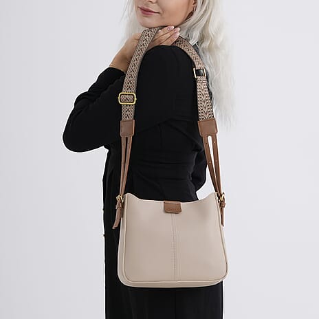 Styled By Adjustable Hobo Strap Crossbody Bucket Bag - Light Khaki