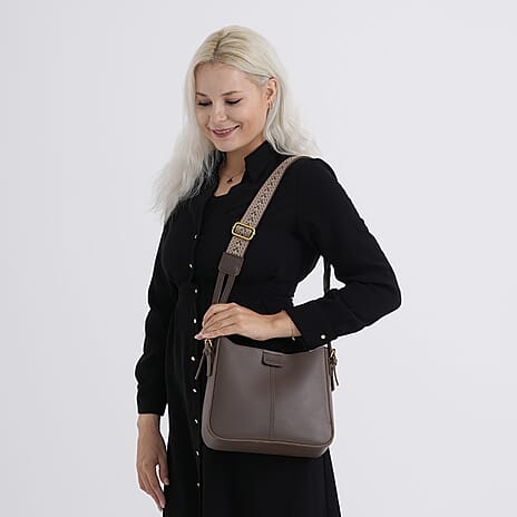 Styled By Adjustable Hobo Strap Crossbody Bucket Bag - Coffee