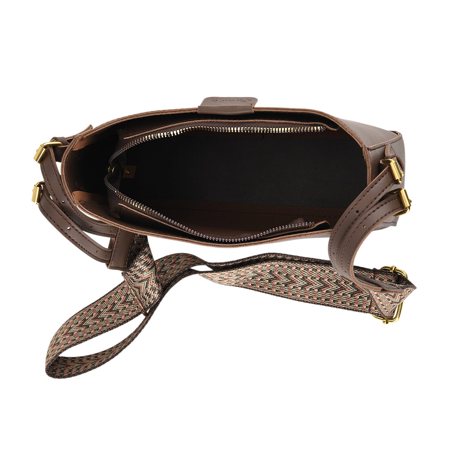 Styled By Adjustable Hobo Strap Crossbody Bucket Bag - Coffee