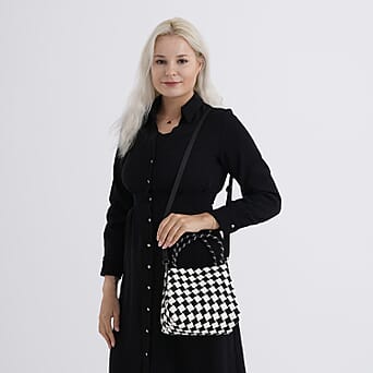 https://tjcuk.sirv.com/Products/84/1/8415364/Checkerboard-Pattern-Handbag-with-Shoulder-Strap-130cm-Black-White_8415364_2.jpg?w=342&h=342