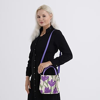 https://tjcuk.sirv.com/Products/84/1/8415367/Flower-Pattern-Handbag-with-Shoulder-Strap-130cm-Beige-Purple_8415367_2.jpg?w=342&h=342