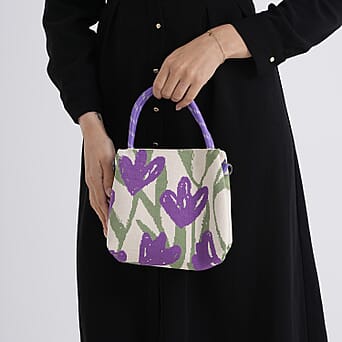 https://tjcuk.sirv.com/Products/84/1/8415367/Flower-Pattern-Handbag-with-Shoulder-Strap-130cm-Beige-Purple_8415367_3.jpg?w=342&h=342