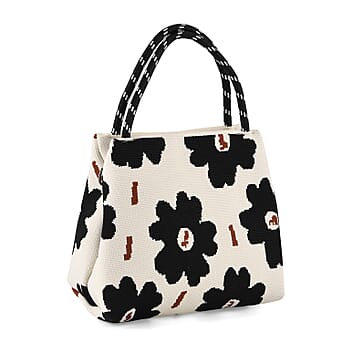https://tjcuk.sirv.com/Products/84/1/8415368/Flower-Pattern-Handbag-with-Shoulder-Strap-130cm-Beige-Black_8415368.jpg?w=342&h=342