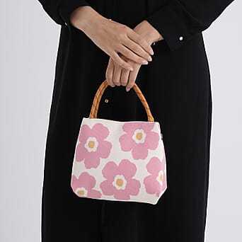 https://tjcuk.sirv.com/Products/84/1/8415369/Flower-Pattern-Handbag-with-Shoulder-Strap-130cm-Beige-Pink_8415369_3.jpg?w=342&h=342