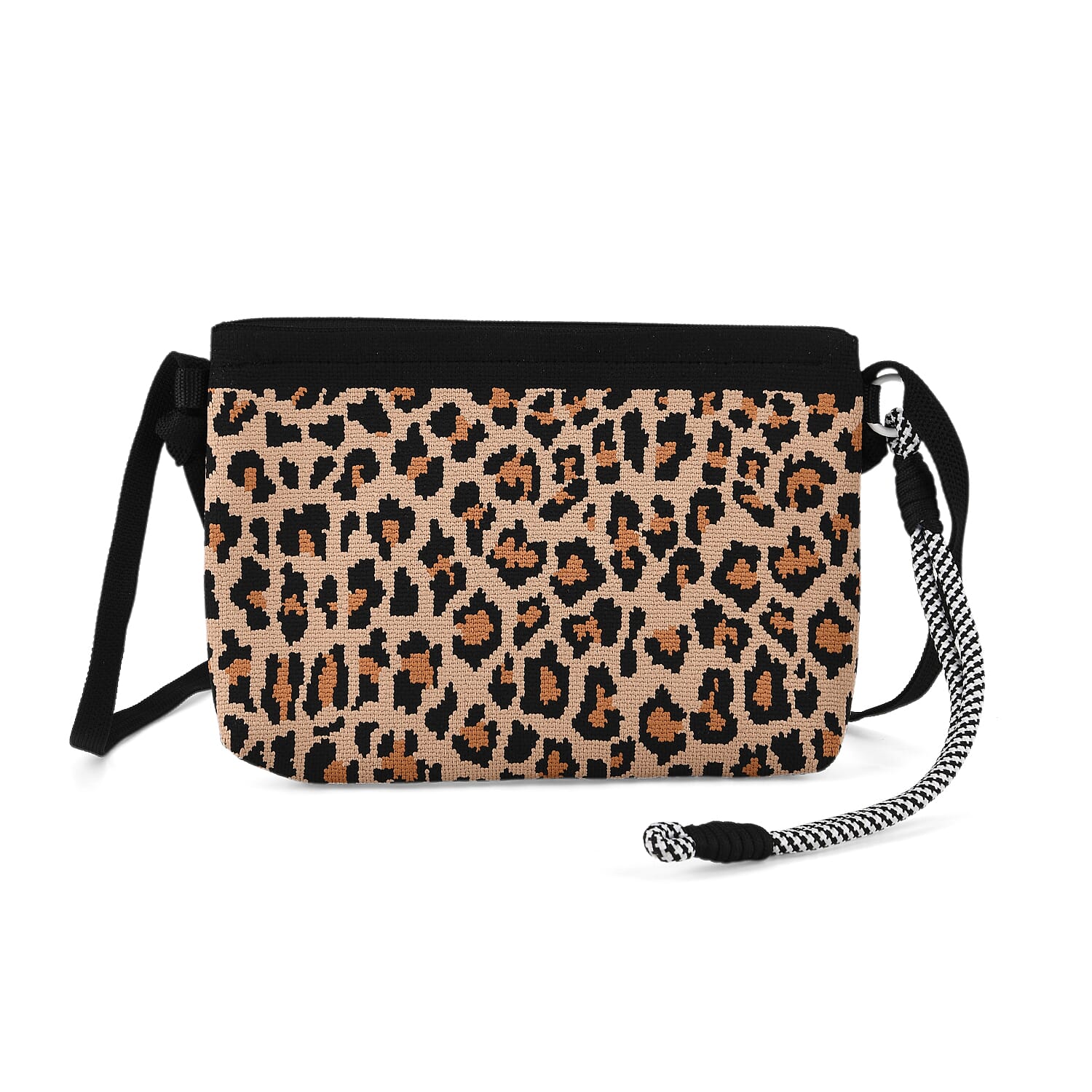 Leopard Print Shoulder Bag - Brown
