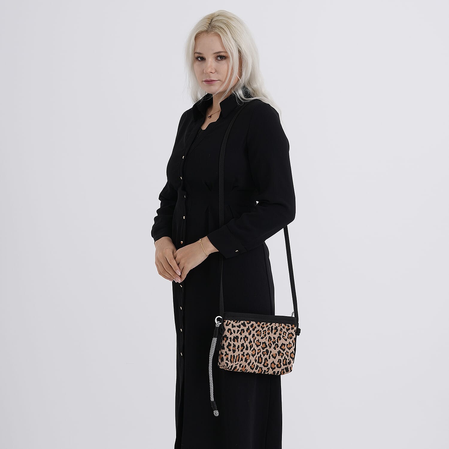 Leopard Print Shoulder Bag - Brown