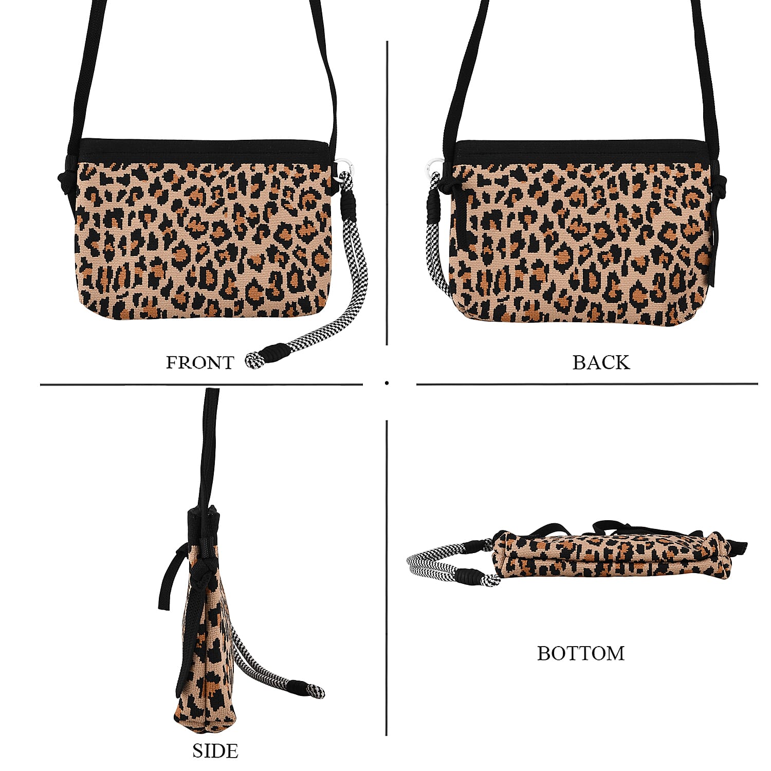 Leopard Print Shoulder Bag - Brown
