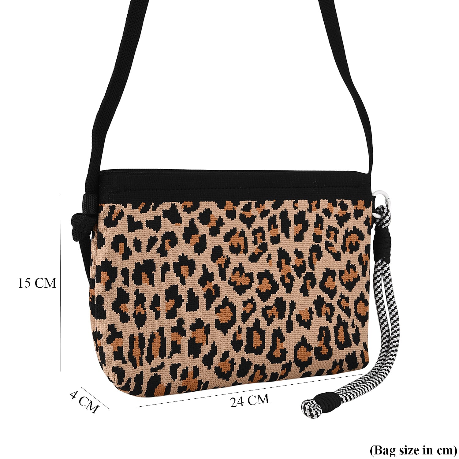 Leopard Print Shoulder Bag - Brown
