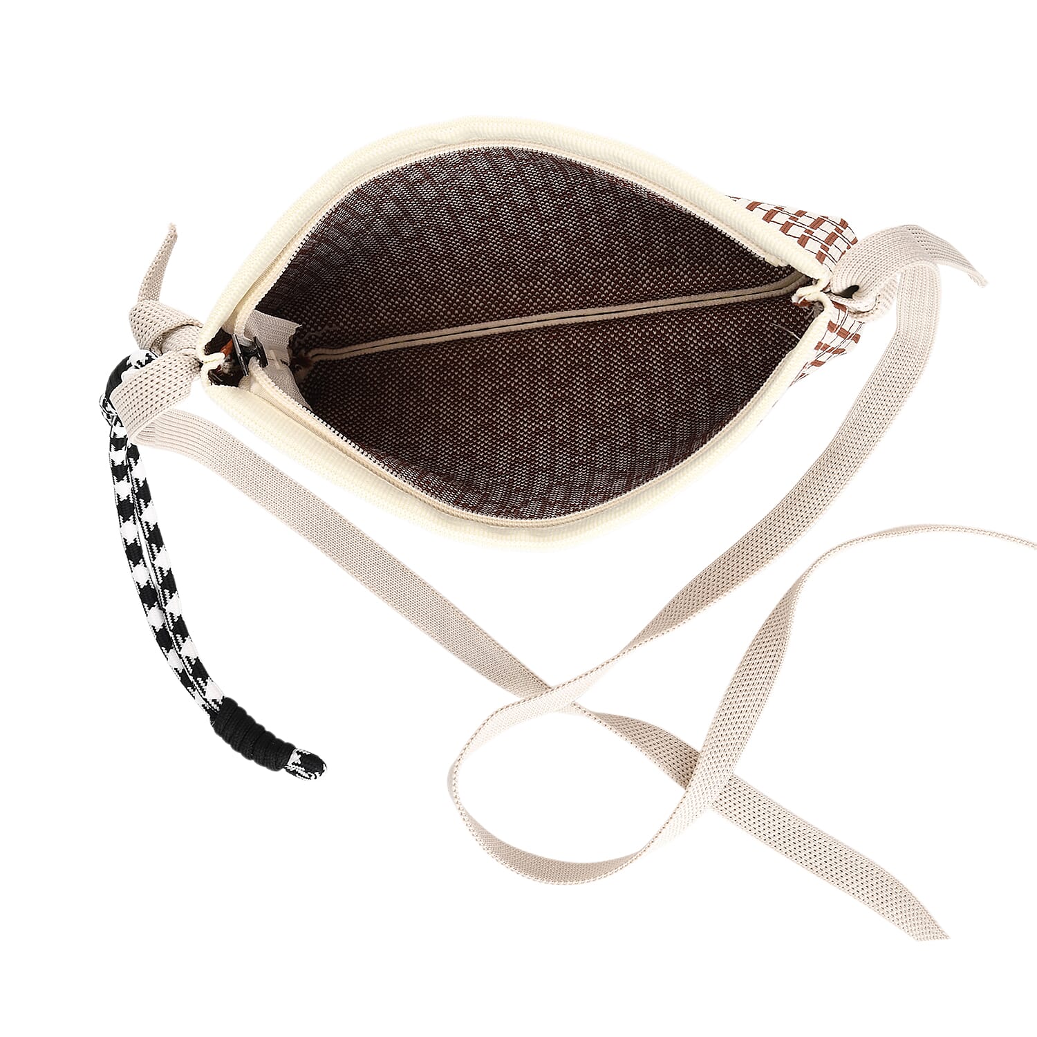 Monogram Print Shoulder Bag - Off-White & Brown