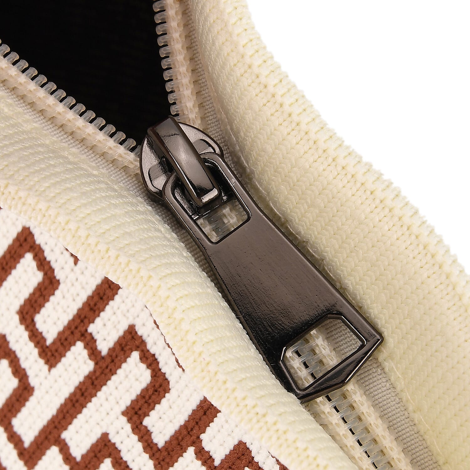 Monogram Print Shoulder Bag - Off-White & Brown