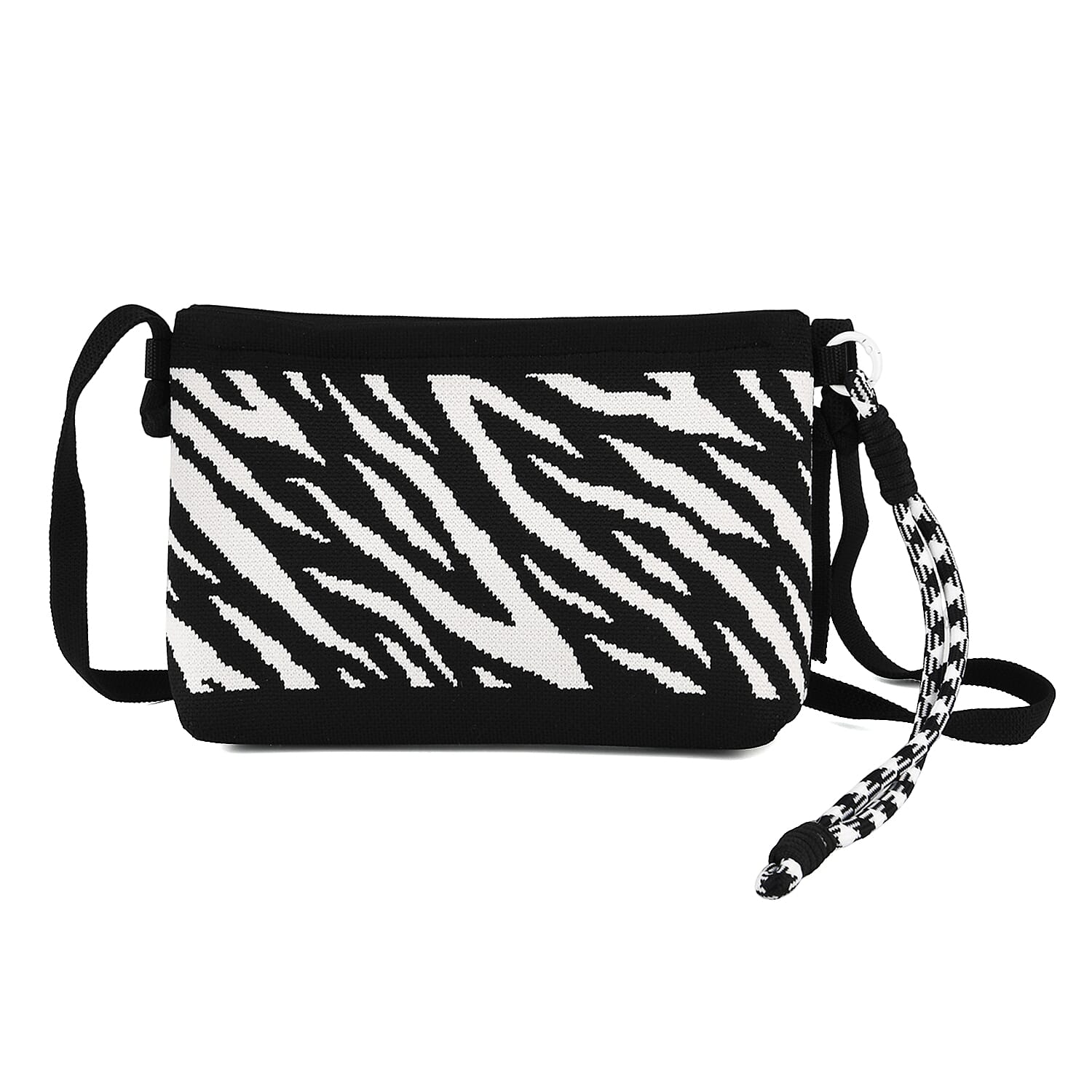 Zebra Print Shoulder Bag - Black & White