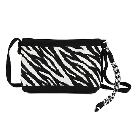 Zebra Print Shoulder Bag - Black & White