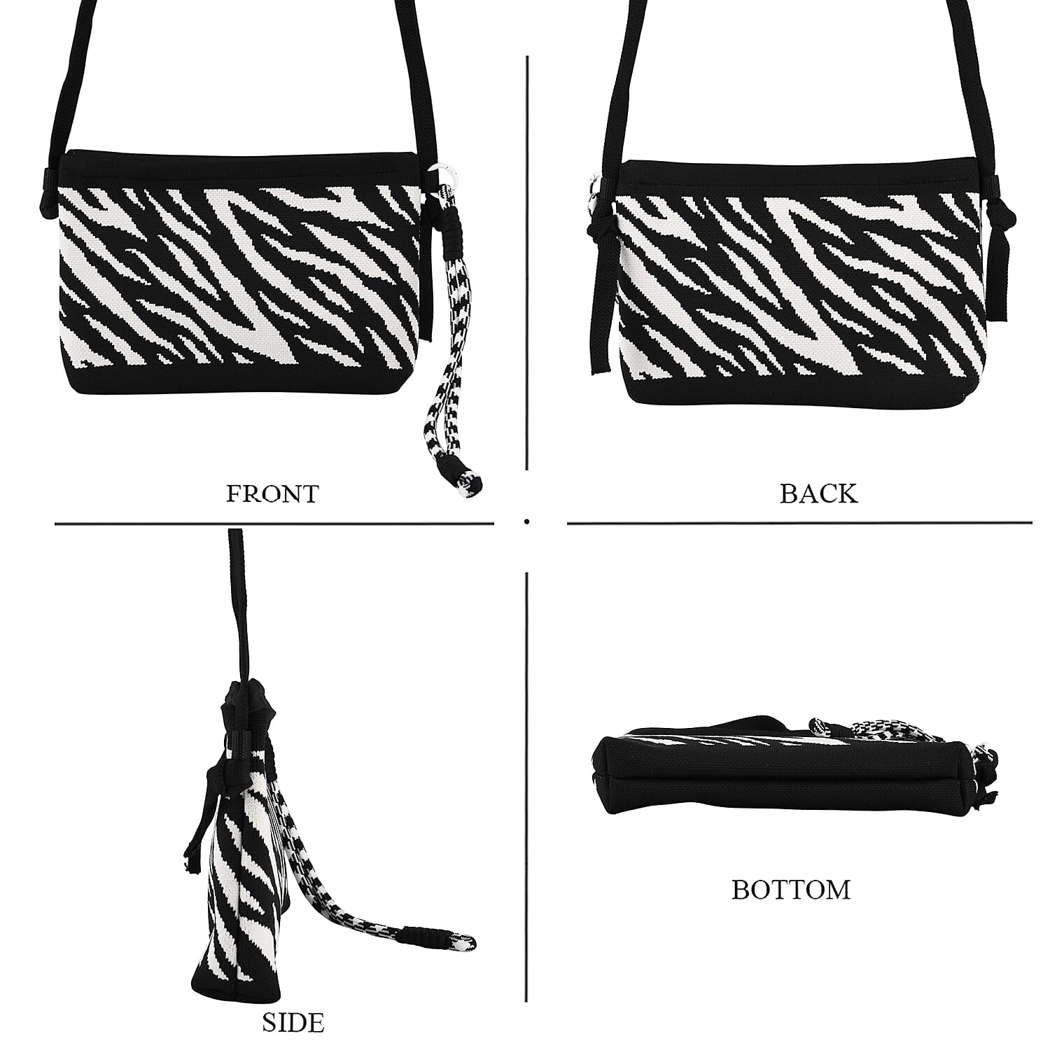 Zebra Print Shoulder Bag - Black & White