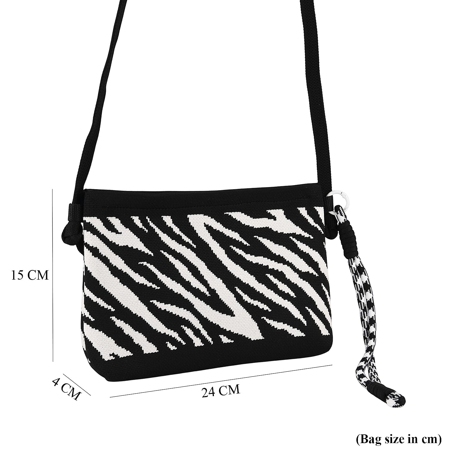 Zebra Print Shoulder Bag - Black & White