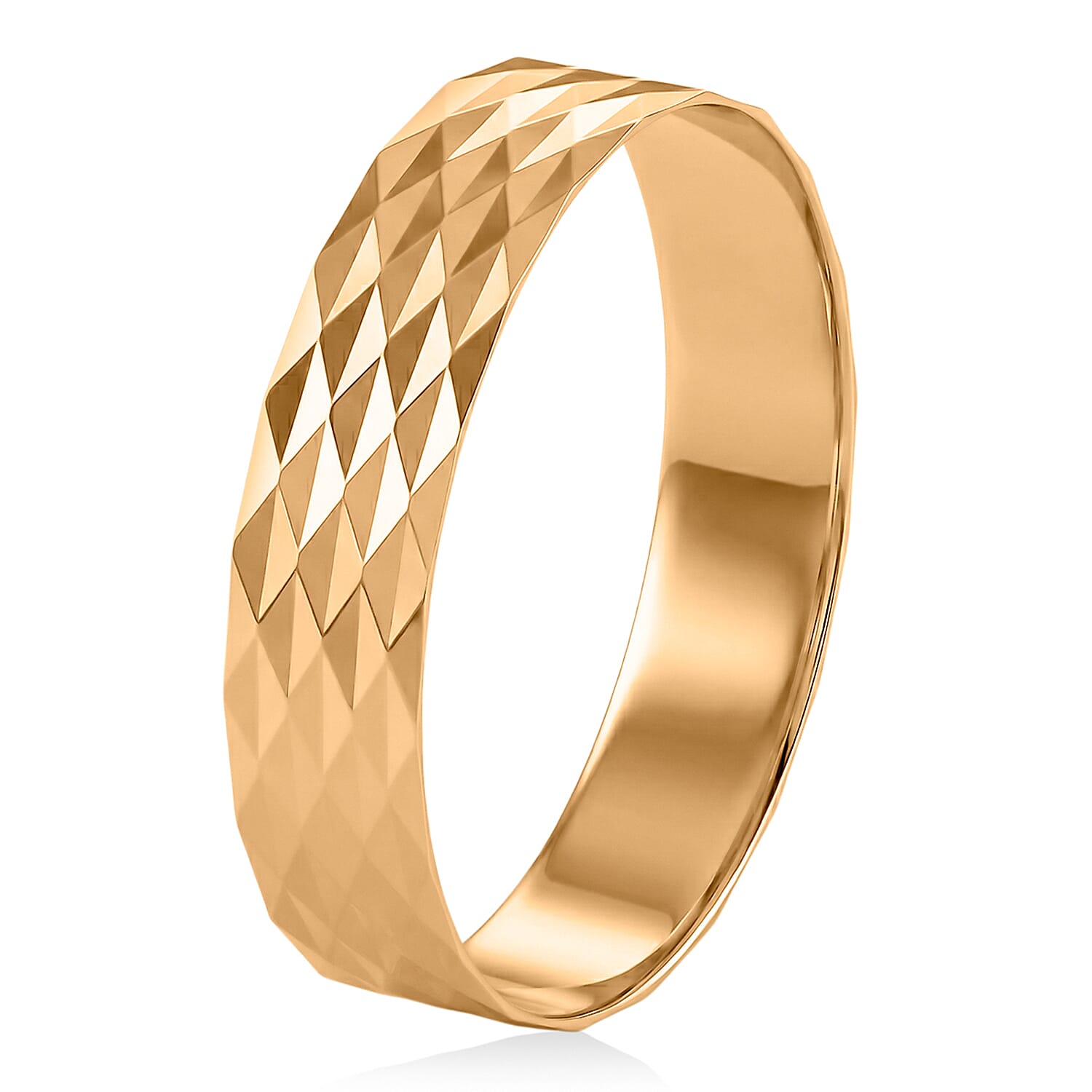 9K Yellow Gold Diamond Cut Band Ring