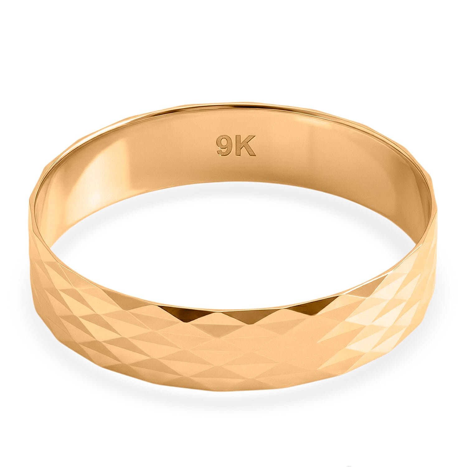 9K Yellow Gold Diamond Cut Band Ring