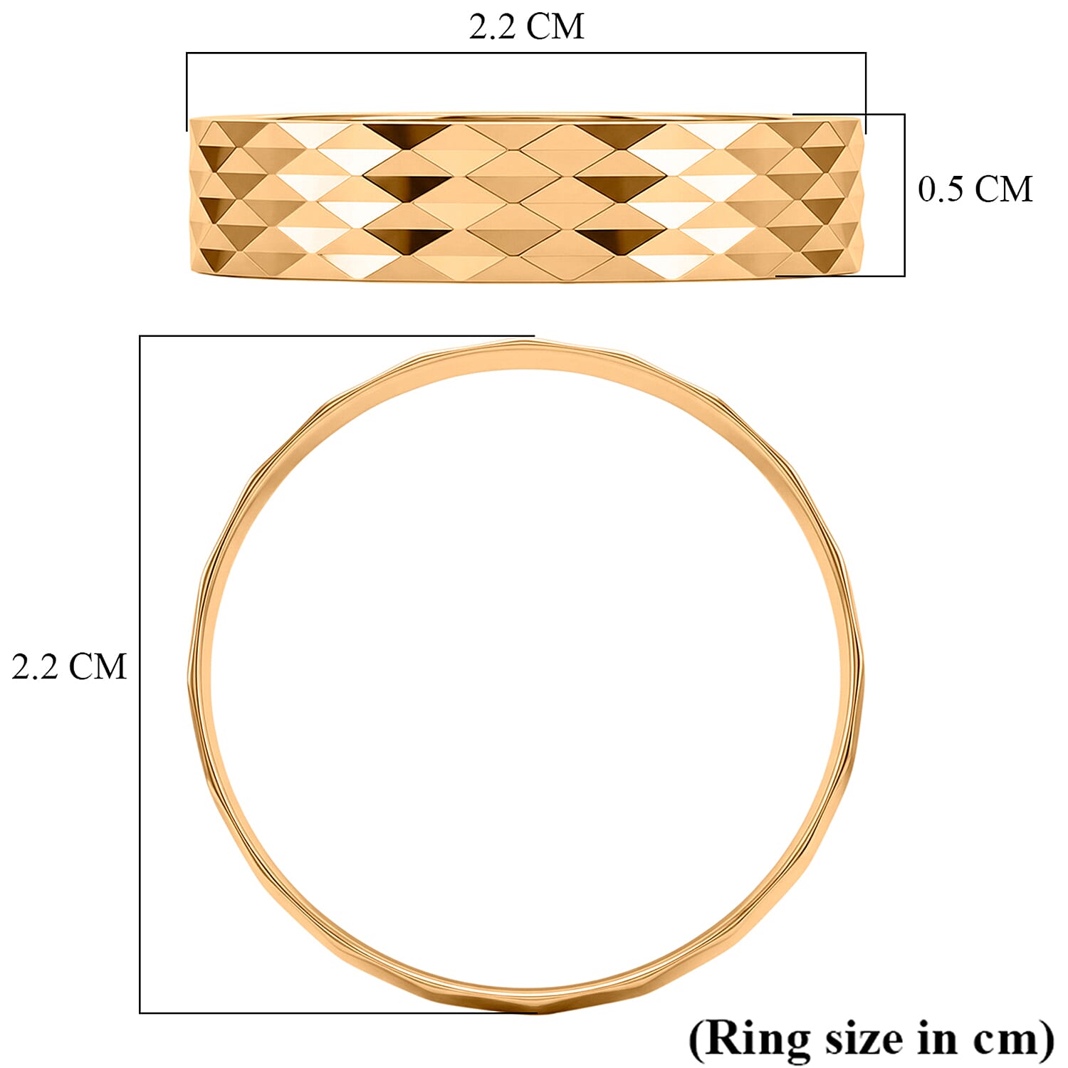 9K Yellow Gold Diamond Cut Band Ring
