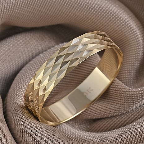 Royal Bali Collection - 9K Yellow Gold Diamond Cut Band Ring