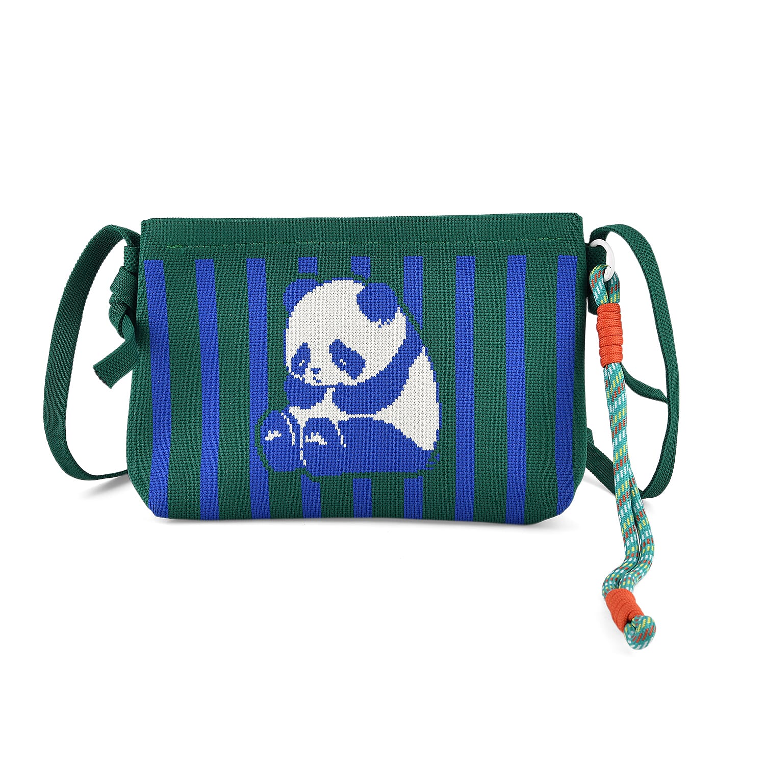 Panda Print Shoulder Bag - Green & Blue
