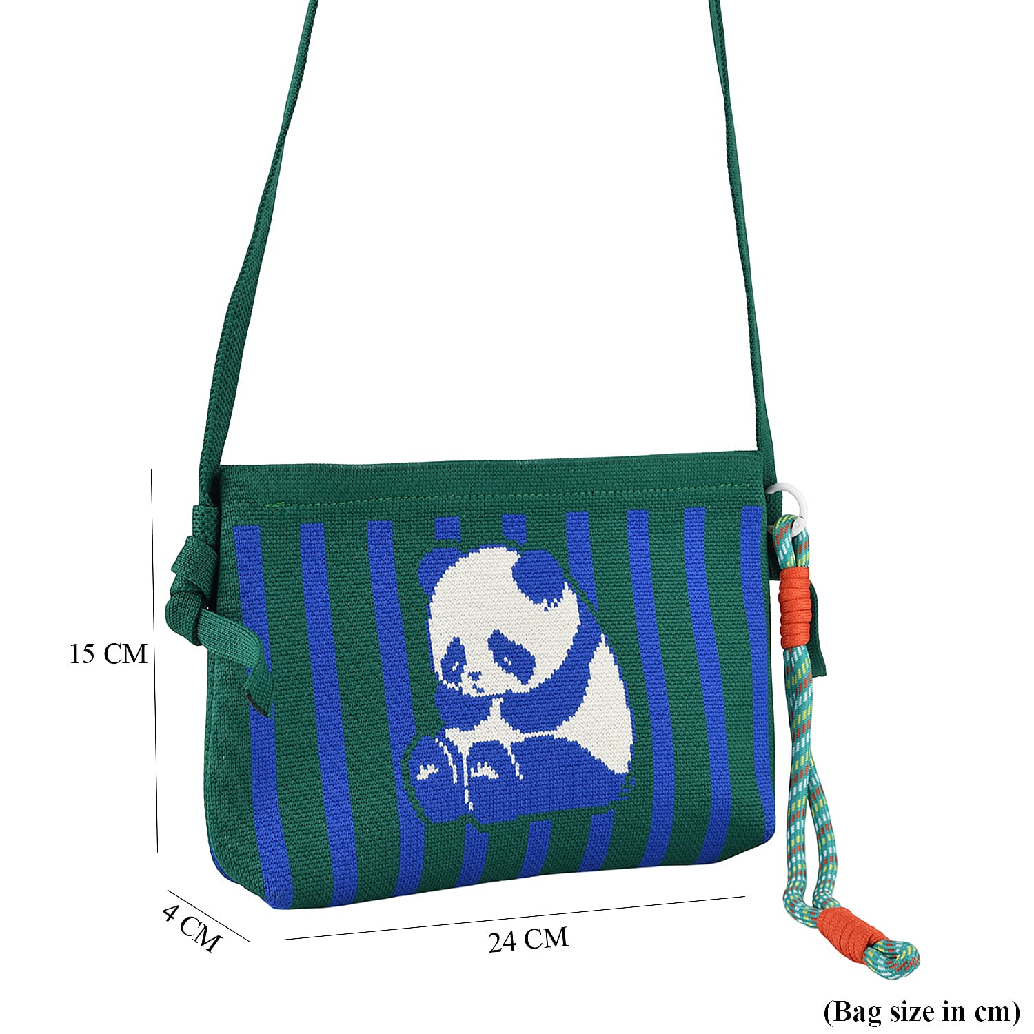Panda Print Shoulder Bag - Green & Blue
