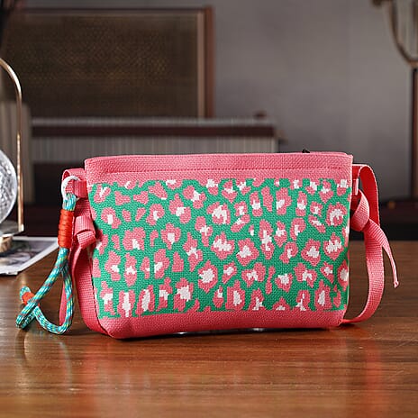 Designer-Inspired Printed Crossbody Bag - Coral