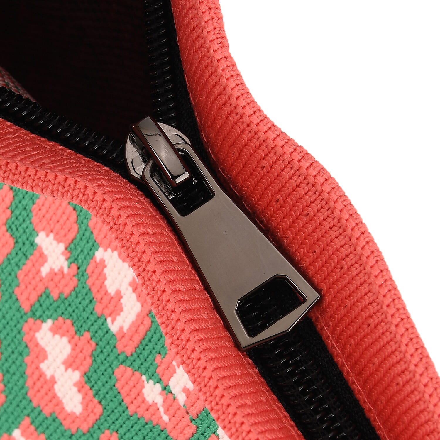 Printed Shoulder Bag - Green & Pink