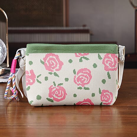 Designer-Inspired Flower Print Crossbody Bag - Floral