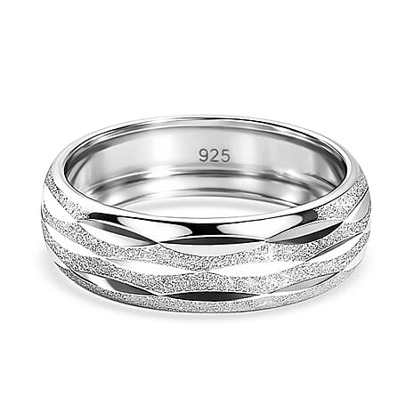 Italian Made Platinum Overlay Sterling Silver Band Ring
