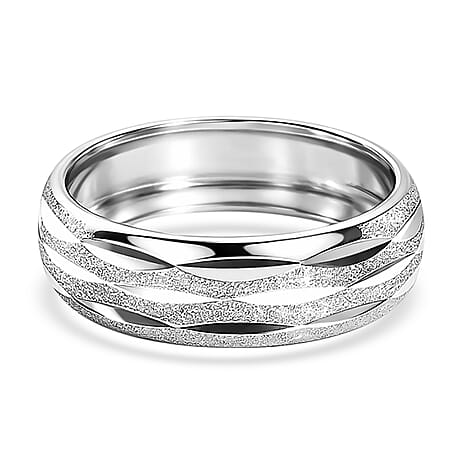 Italian Made Platinum Overlay Sterling Silver Band Ring
