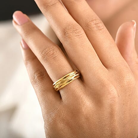 Italian Made Yellow Gold Plated Sterling Silver Band Ring