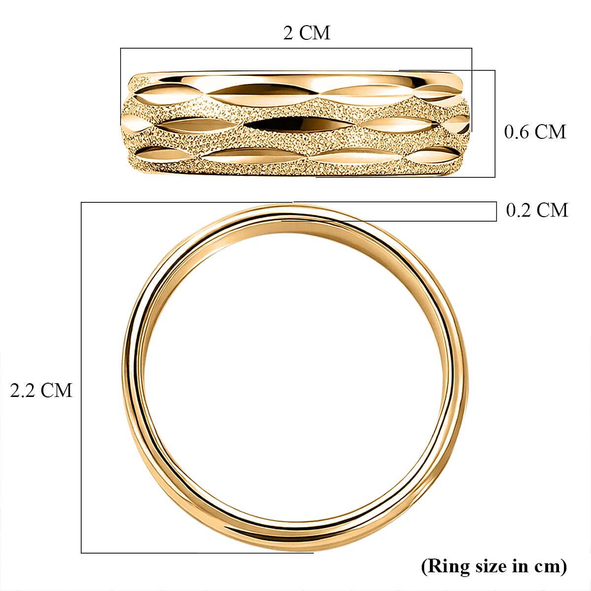 Italian Made Yellow Gold Plated Sterling Silver Band Ring