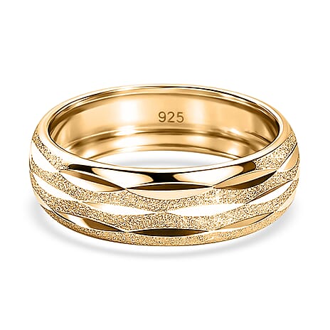Italian Made Yellow Gold Plated Sterling Silver Band Ring