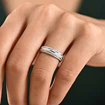 Close Out Deal- Platinum Overlay Sterling Silver Diamond-Cut Band Ring