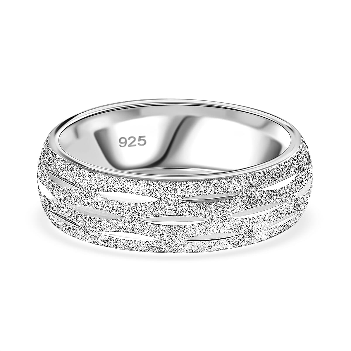 Platinum OverlaySterling Silver Band Ring