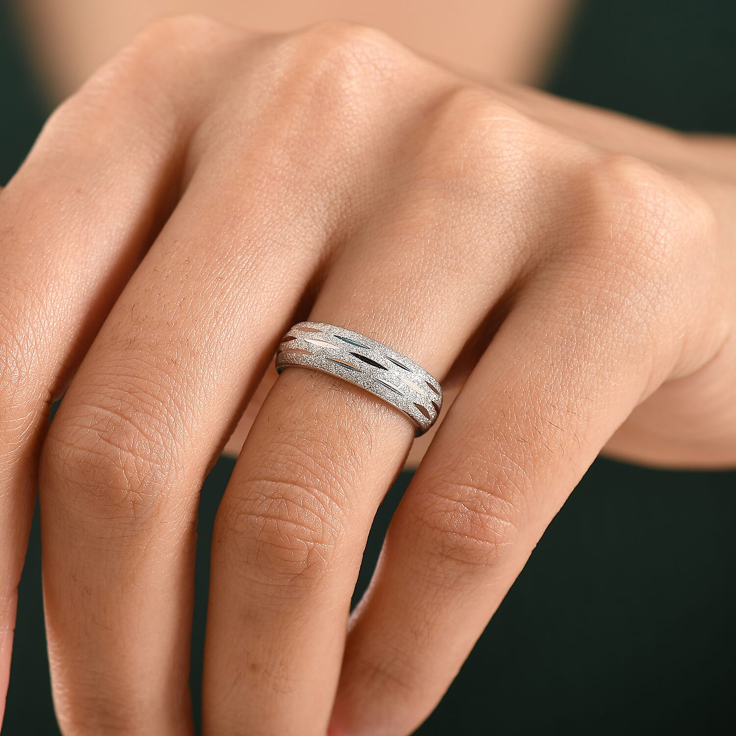 Platinum OverlaySterling Silver Band Ring