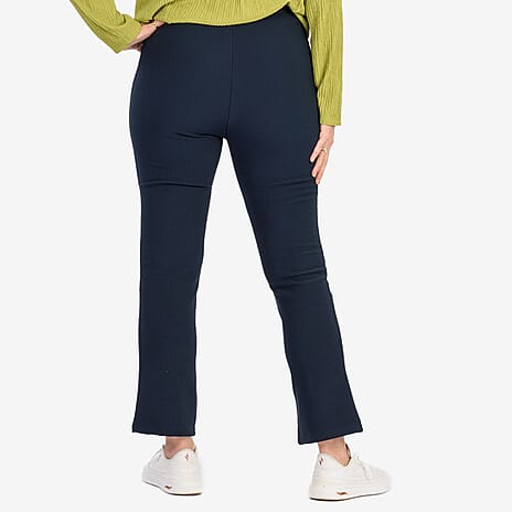 Sugar Crisp Womens Ribbed Bootleg Pants With 27Inch Leg (Size 14) - Navy