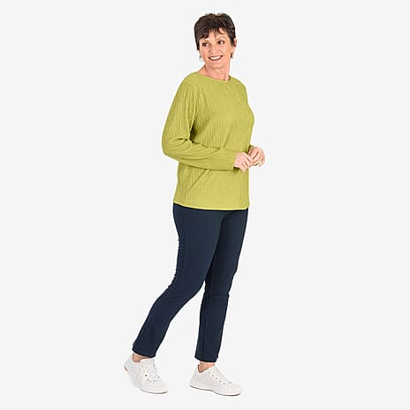 Sugar Crisp Womens Ribbed Bootleg Pants With 27Inch Leg (Size 20) - Navy