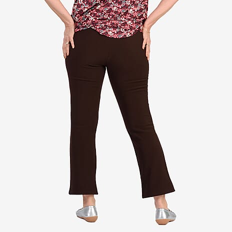 Sugar Crisp Womens Ribbed Bootleg Pants With 27Inch Leg (Size 14) - Brown