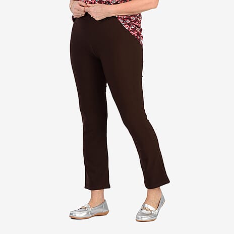 Sugar Crisp Womens Ribbed Bootleg Pants With 27Inch Leg (Size 14) - Brown