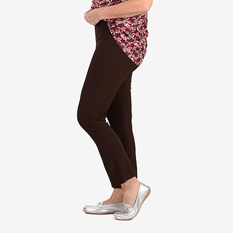 Sugar Crisp Womens Ribbed Bootleg Pants With 27Inch Leg (Size 16) - Brown