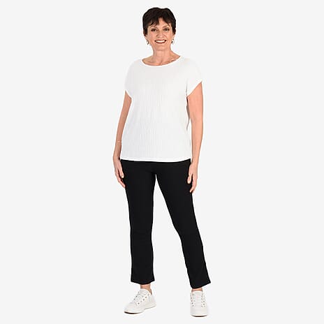 Sugar Crisp Womens Ribbed Bootleg Pants With 27Inch Leg (Size 12) - Black