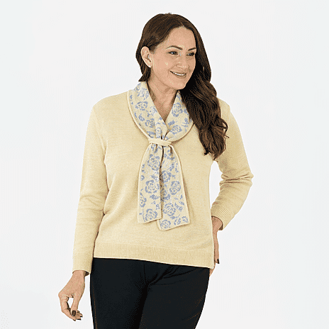 Sugar Crisp Knit Jumper With Scarf Neck (Size - XL) - Lemon