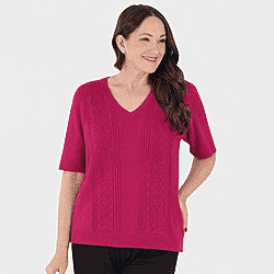 Sugar Crisp Supersoft Half-Sleeve V-Neck knit Top 