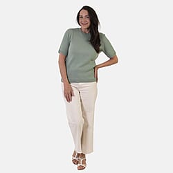 Sugar Crisp Lightweight Pointelle Knit Crewneck Short-Sleeve Top