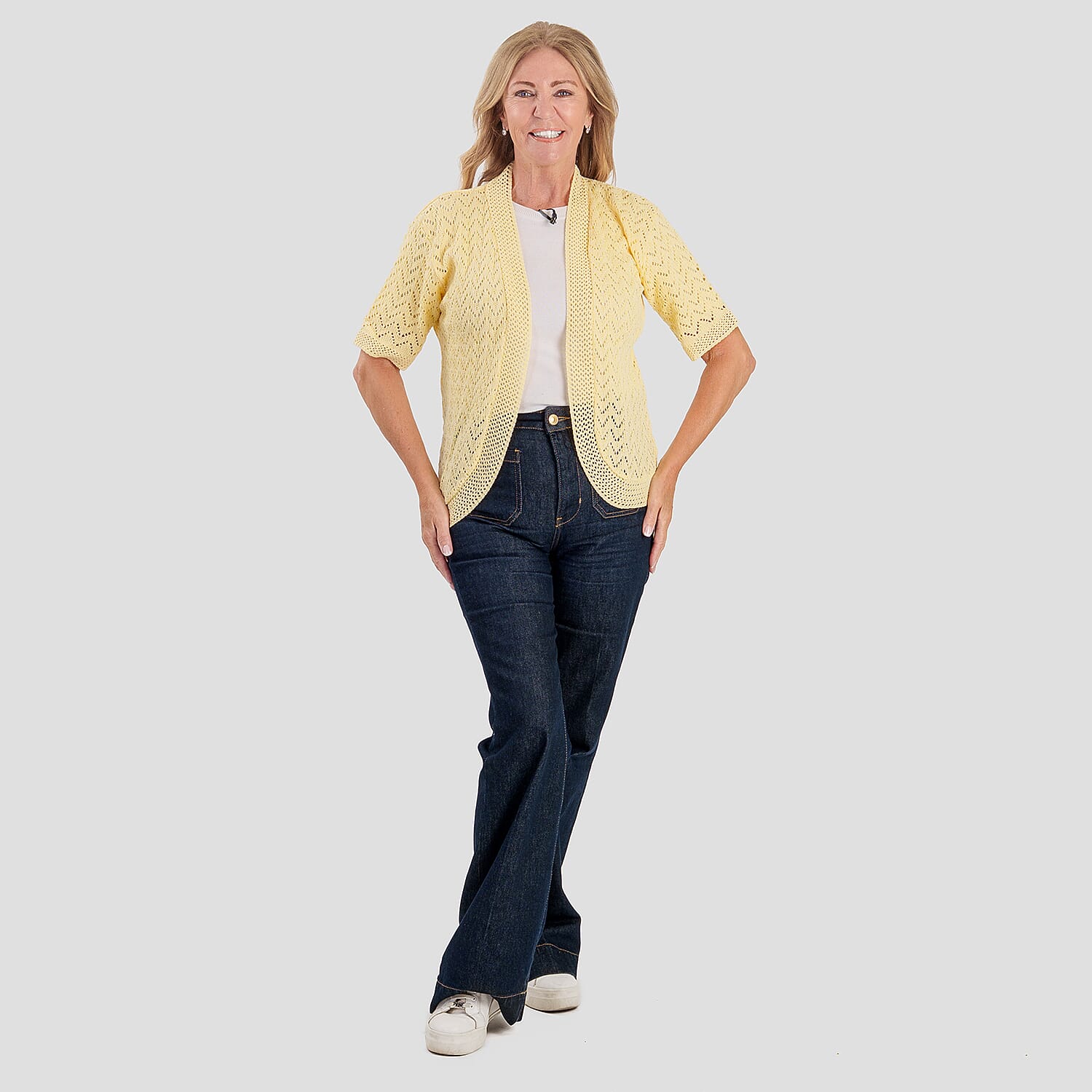 Sugar Crisp Acrylic Cardigan (Size - Large) - Lemon