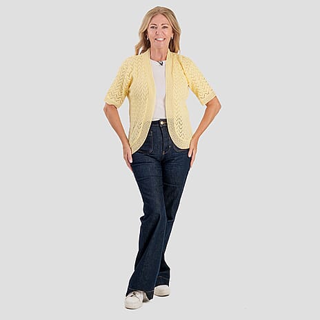 Sugar Crisp Acrylic Cardigan (Size - Large) - Lemon