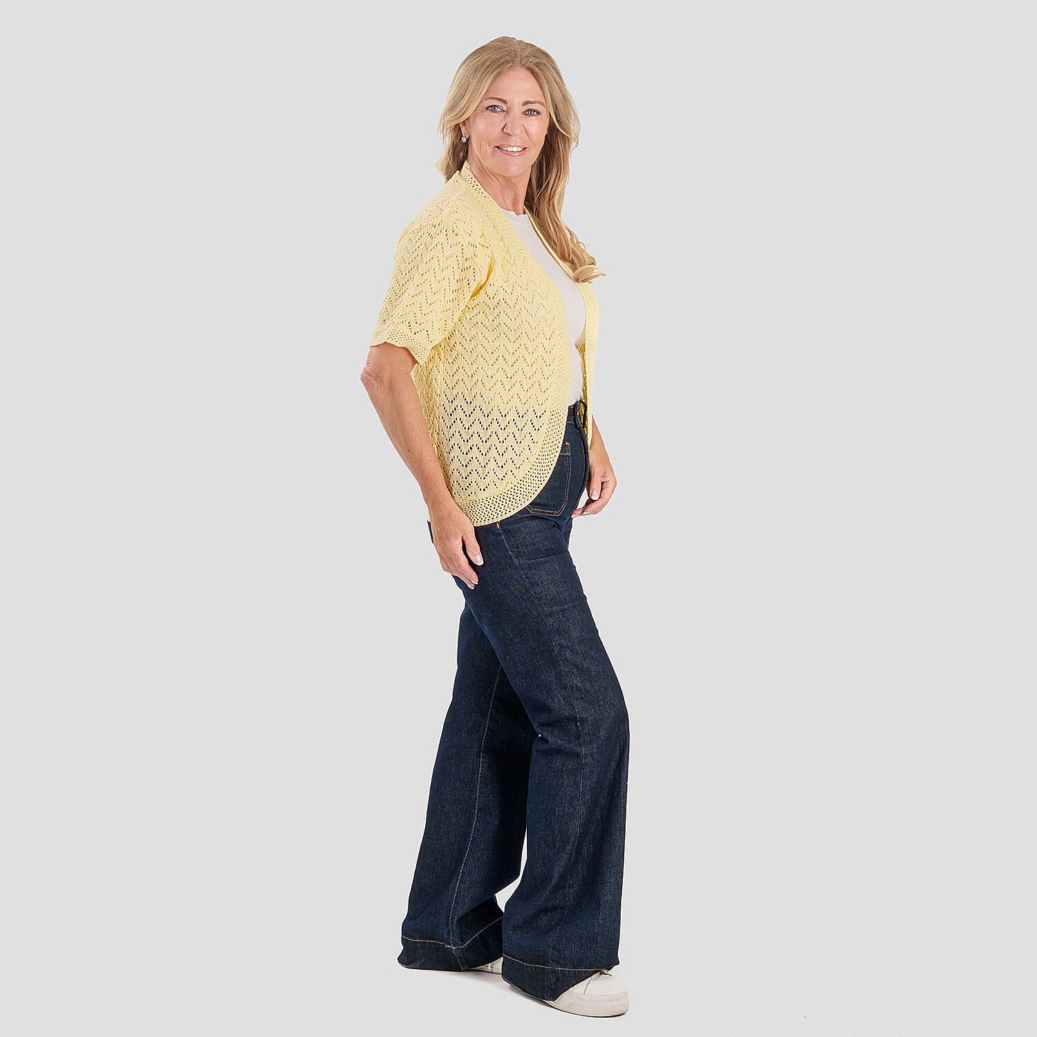 Sugar Crisp Acrylic Cardigan (Size - Large) - Lemon