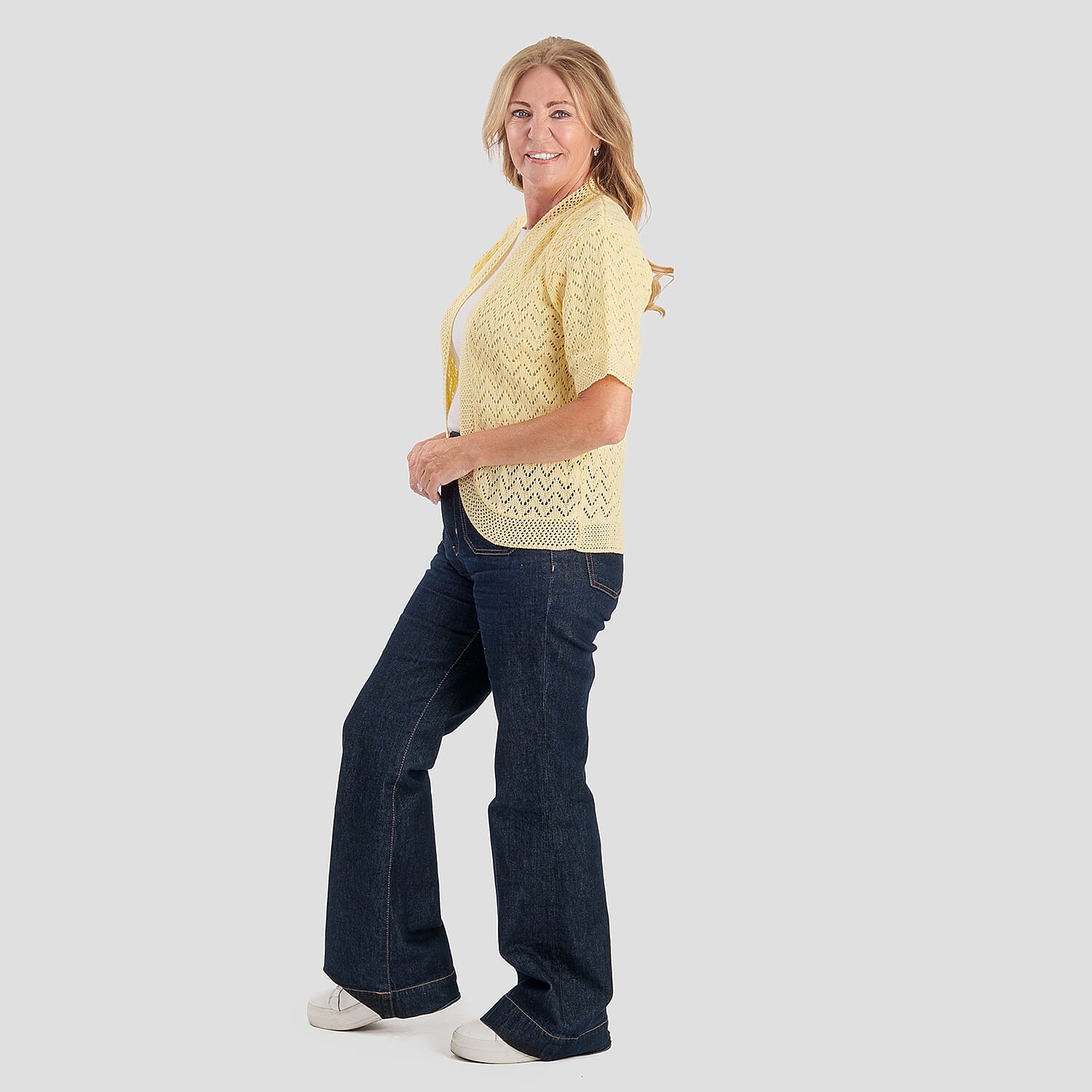 Sugar Crisp Acrylic Cardigan (Size - Large) - Lemon